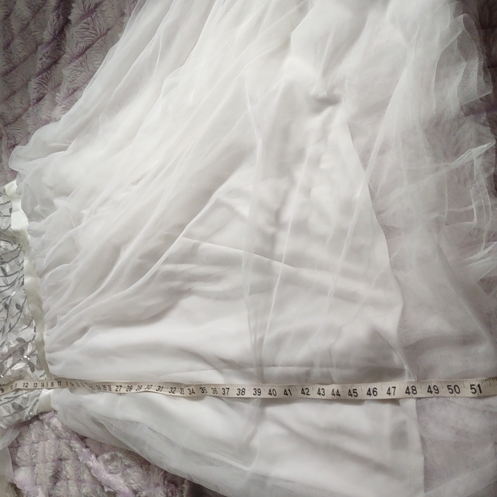 Ever Pretty White Silver Sequins Embroidered Leaf… - image 6